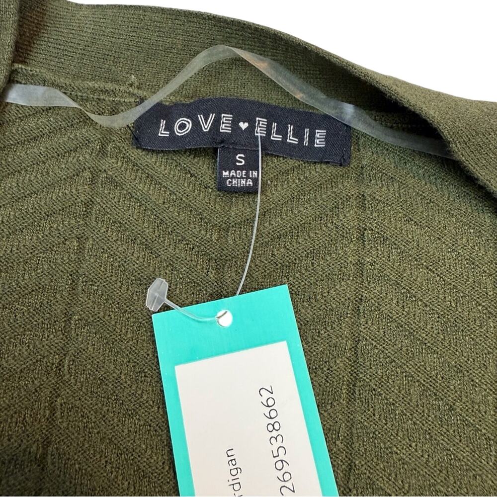 NWT Love Ellie Olive Green Cardigan Sweater Open Front Longer Length has Pockets - Picture 9 of 16